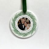 "Personalized Newlywed Photo Ornament - Juniper Wreath" - Ornaments in multicolorassorted-colors by Holly Whitcomb