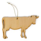 "Wooden Silkscreen Cow Ornament" - Ornaments in black by Shannon Broder