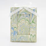 "Mini Hand-Marbled Picture Frame Ornament | Seaglass Peacock" - Ornaments in green by Inner Child