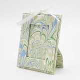 "Mini Hand-Marbled Picture Frame Ornament | Seaglass Peacock" - Ornaments in green by Inner Child