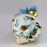 "Floral Onion shaped Ceramic ornament" - Ornaments in blue by Arohika Verma