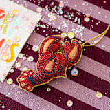 "Lobster Beaded Christmas Ornament" - Ornaments in red by Jollity and Co