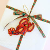 "Lobster Beaded Christmas Ornament" - Ornaments in red by Jollity and Co