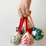 "Juniper Boho Floral Hand-painted Ceramic Ornament" - Ornaments in multicolorassorted-colors by Kara Aina