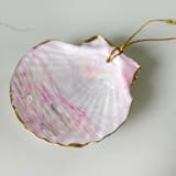 "Hand-Painted Natural Seashell Ornament, Rosy Pink, White & Gold" - Ornaments in pink by Nicoletta Savod