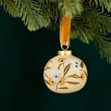 "Holiday Cream Floral - Round Shaped Ornament" - Ornaments in multicolor by Sara Swanson