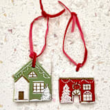 "2 Hand-made Clay Christmas Home Ornaments" - Ornaments in red by AlisonJerry