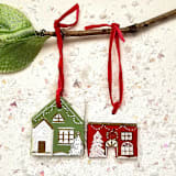 "2 Hand-made Clay Christmas Home Ornaments" - Ornaments in red by AlisonJerry