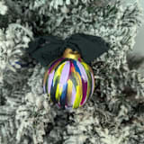 "Elegant Multicolor, Abstract, Hand Painted Ceramic Christmas Ornament" - Ornaments in blue by The Savage Label