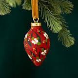 "Holiday Red Floral - Teardrop Shaped Ornament" - Ornaments in multicolor by Sara Swanson
