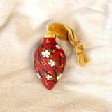 "Holiday Red Floral - Teardrop Shaped Ornament" - Ornaments in multicolor by Sara Swanson