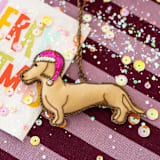 "Ginny the Dachshund Embellished Christmas Ornament" - Ornaments in brown by Jollity and Co
