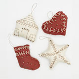 "Cotton Stocking Ornament" - Ornaments in red by Anchal