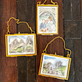 "Custom Mini Gold-Framed Pet Portrait" - Ornaments in multicolor by Laura Kinsella