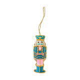 "Blue & Pink Embroidered Nutcracker Ornament" - Ornaments in multicolor by Jollity and Co