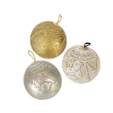 "Hand Carved Jicara Gourd Ornaments from Mexico - Gold" - Ornaments in gold by Vanessa Sherwood
