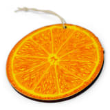 "Wooden Silkscreen Orange Slice Ornament" - Ornaments in orange by Shannon Broder