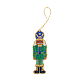 "Green & Blue Nutcracker Beaded Christmas Ornament" - Ornaments in multicolorassorted-colors by Jollity and Co