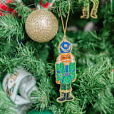 "Green & Blue Nutcracker Beaded Christmas Ornament" - Ornaments in multicolorassorted-colors by Jollity and Co