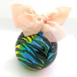 "Abstract, Palm Leaves Hand-Painted Neon Multicolor Ceramic Ornament" - Ornaments in multicolor by The Savage Label