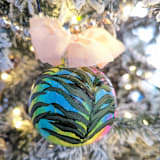 "Abstract, Palm Leaves Hand-Painted Neon Multicolor Ceramic Ornament" - Ornaments in multicolor by The Savage Label