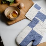"Patchwork Oven Mitt - Slate" - Oven Mitts and Pottholders in blue by Anchal