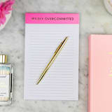 "Wildly Overcommitted - Lined Notepad" - Notepad in pink by Chez Gagné
