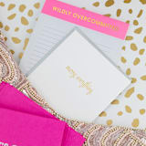 "Wildly Overcommitted - Lined Notepad" - Notepad in pink by Chez Gagné