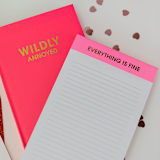"Everything is Fine - Lined Notepad" - Notepad in pink by Chez Gagné