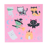 "Meowloween Stickers - Set of 4" - Party Favors in pink by Jollity and Co