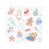 "Baking Spirits Bright Stickers - Set of 4" - Party Favors in multicolor by Jollity and Co