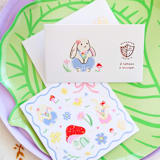 "Bunnies In The Garden Overalls Bunny Stickers - Set of 4" - Party Favors in multicolor by Jollity and Co