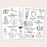 "Modern Wedding Temporary Tattoos (2 Sheets)" - Party Favors in black by Social B Creative Studio