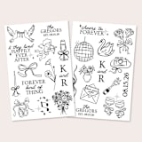 "Whimsical Wedding Temporary Tattoos (2 Sheets)" - Party Favors in black by Social B Creative Studio