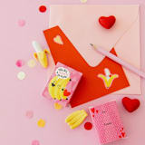 "Bananas For You Valentine's Day Stickers - Set of 4 Sticker Sheets" - Party Favors in pink by Jollity and Co