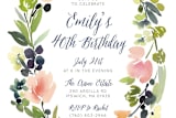 "Watercolor Wreath" - Party Invitations in Grapefruit by Yao Cheng Design - Detail