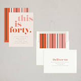"This is 40" - Party Invitations in Fruit Punch by Morgan Kendall - Assembled