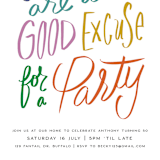 "Good excuses" - Party Invitations in Rainbow by Inkblot Design - Detail