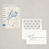 "Watercolor Lettering" - Party Invitations in Navy by Shannon Chen of Four Wet Feet Studio - Assembled