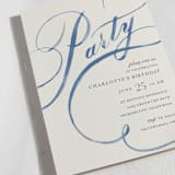 "Watercolor Lettering" - Party Invitations in Navy by Shannon Chen of Four Wet Feet Studio - Detail