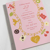 "Charm Party" - Party Invitations in Sour Cherry by Sam Dubeau - Detail