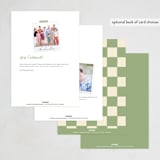 "Checkered China" - Party Invitations in Sage by Robert and Stella - Back of Card Options