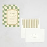 "Checkered China" - Party Invitations in Sage by Robert and Stella - Assembled