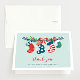 "Holiday Stockings" - Pregnancy Announcement Thank You Cards in Frost by Shirley Lin Schneider - Front