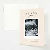 "Coming Soon Snap" - Pregnancy Announcement Thank You Cards in Peach by Lori Wemple - Front