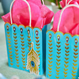 "Peacock Feather Gift Bag - Pack of 4" - Party Favor Bags in blue by MA FÊTE