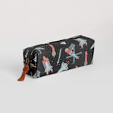 "Space Odyssey" - Pencil Case in Black by Meggy Masters - Suede Zipper Pull Detail