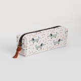 "Hotdogs from the sky" - Pencil Case in Hotdog by Maja Cunningham - Suede Zipper Pull Detail