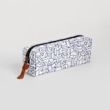 "blue ink" - Pencil Case in Azure by so-mi - Suede Zipper Pull Detail