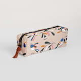 "Pink flight" - Pencil Case in Peach by Tati Abaurre - Suede Zipper Pull Detail